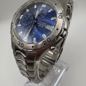 Citizen WR100 Blue Dial Chrono - working - Perpetual Calendar